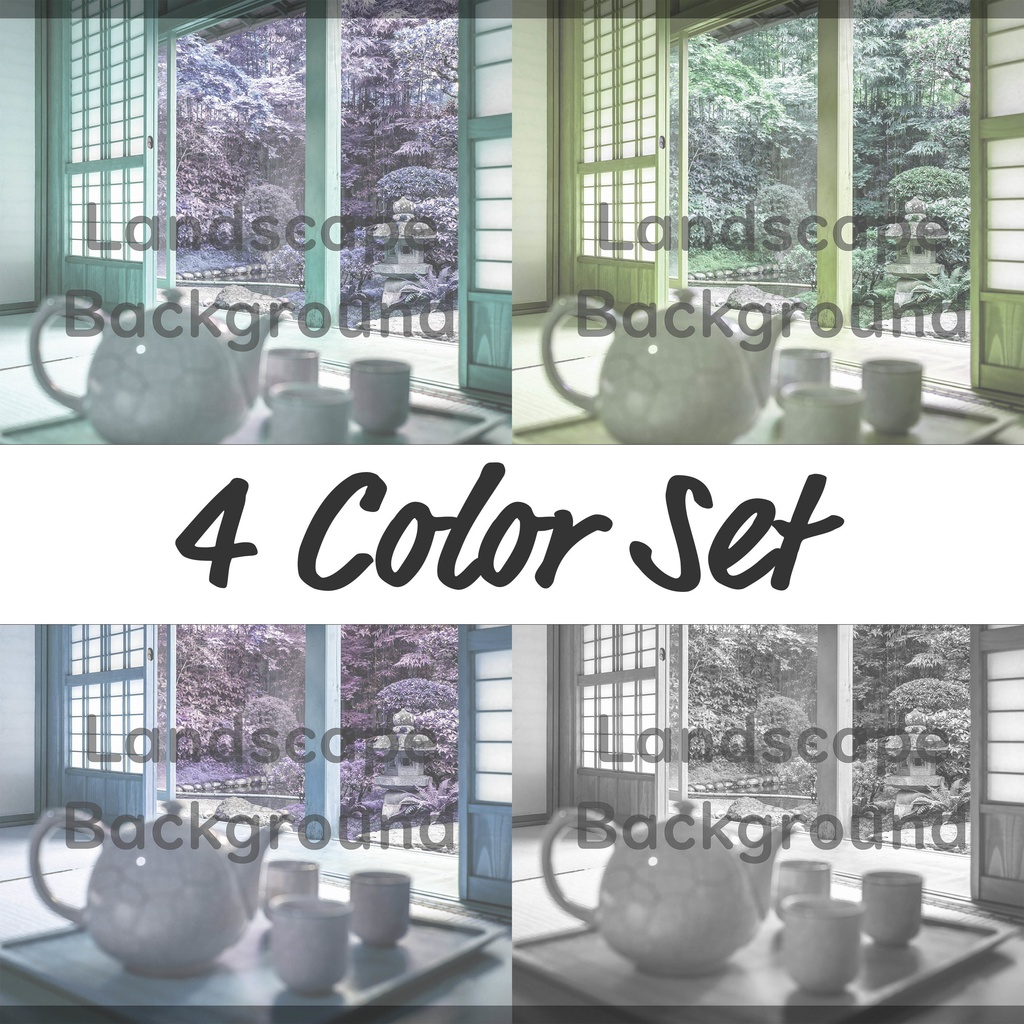 04_障子越しの日本庭園背景｜穏やかな和のひととき（4色セット）