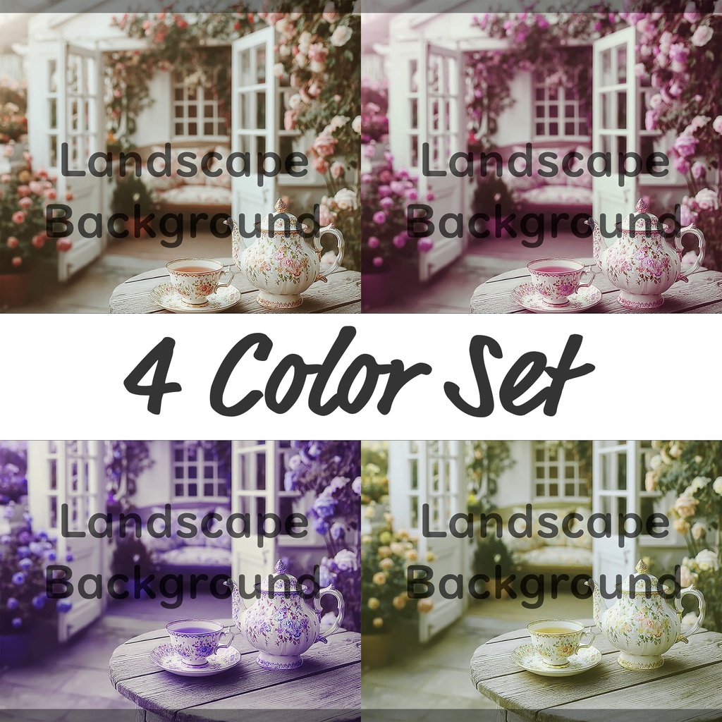 01_ティータイム背景｜優雅な時間（4色セット）