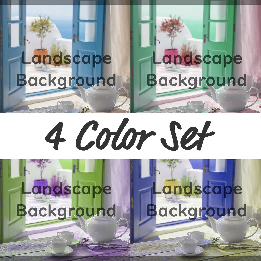 01_海辺のティータイム背景|静かなリラックスタイム(4色セット)