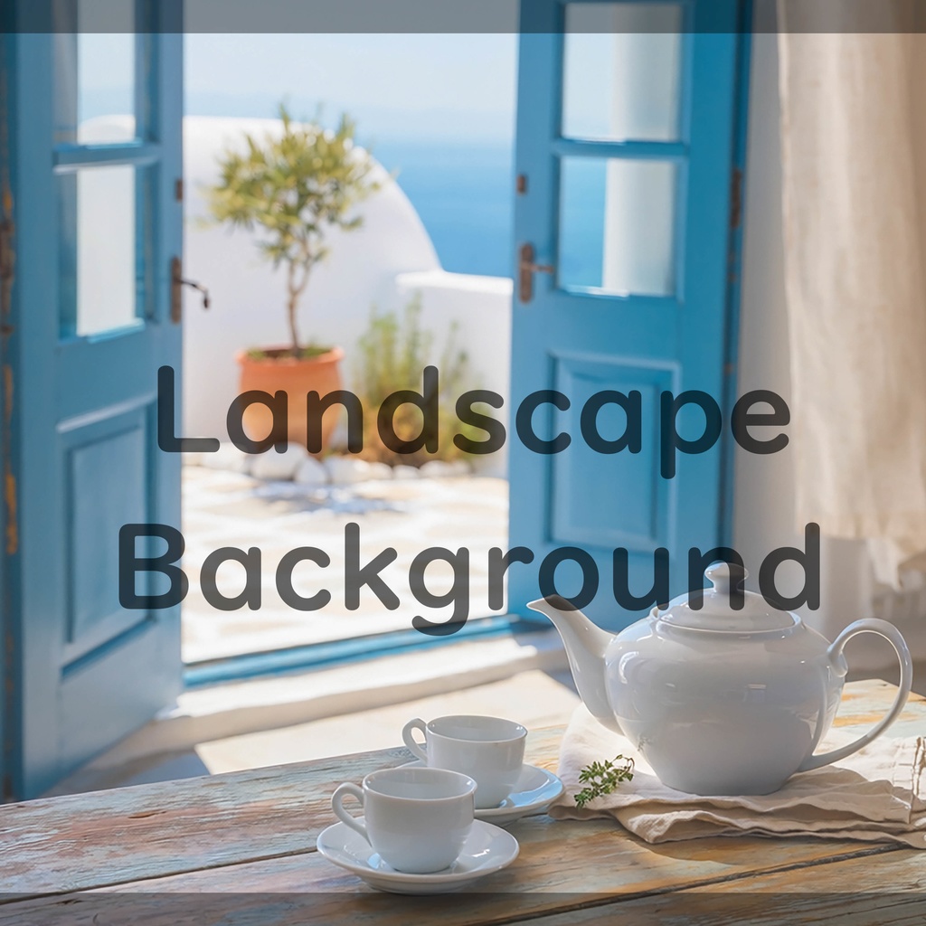 01_海辺のティータイム背景|静かなリラックスタイム(4色セット)