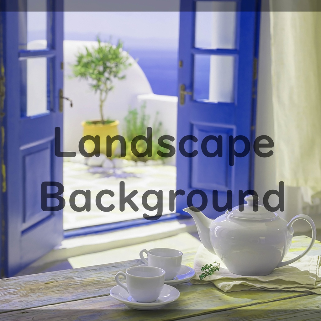 01_海辺のティータイム背景|静かなリラックスタイム(4色セット)