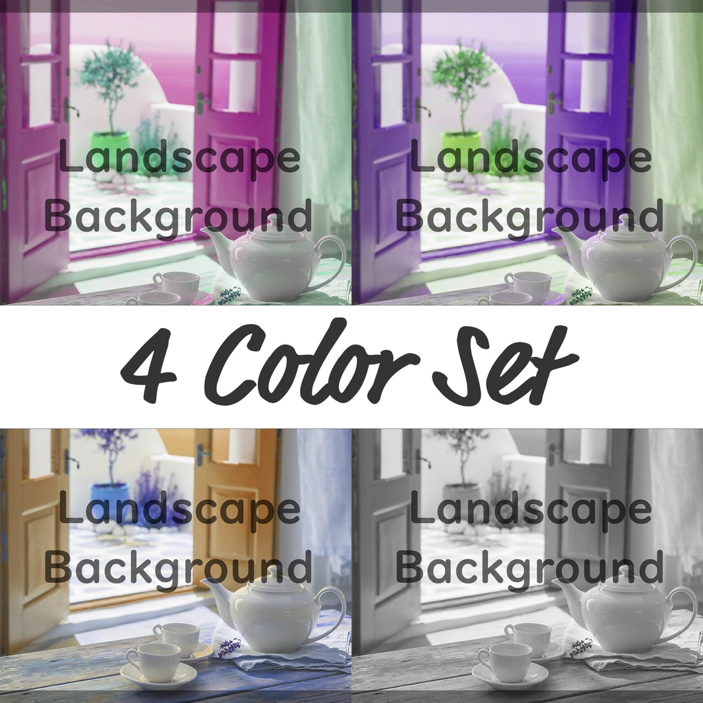 02_海辺のティータイム背景｜静かなリラックスタイム（4色セット）