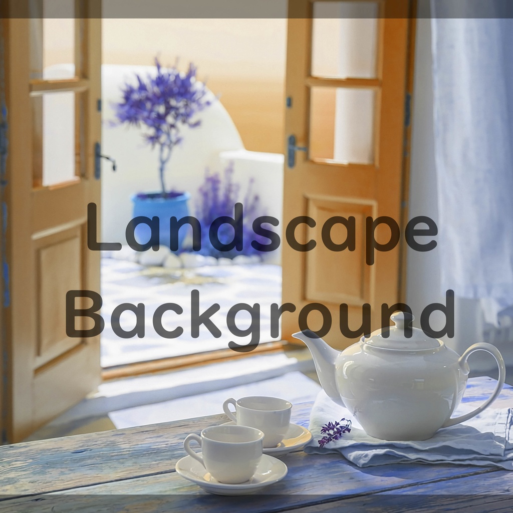 02_海辺のティータイム背景|静かなリラックスタイム(4色セット)