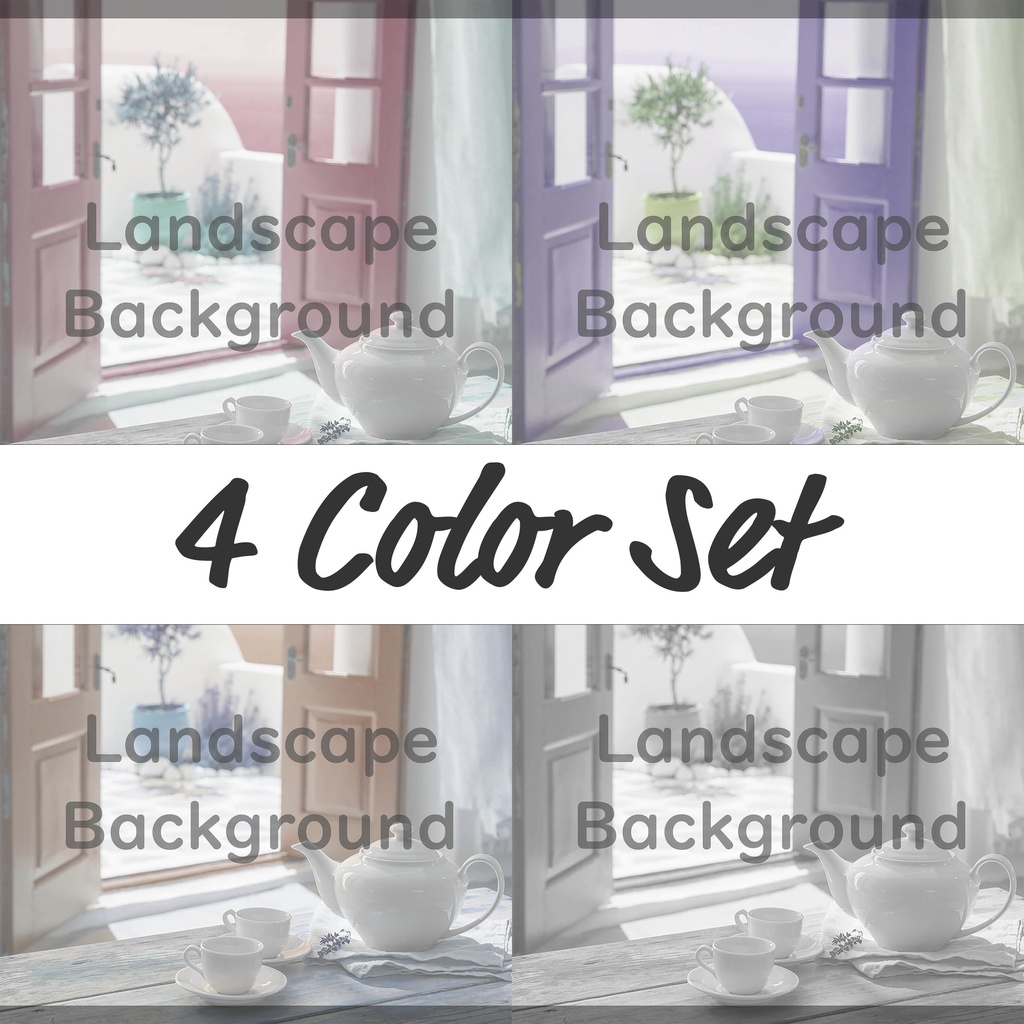 04_海辺のティータイム背景｜静かなリラックスタイム（4色セット）
