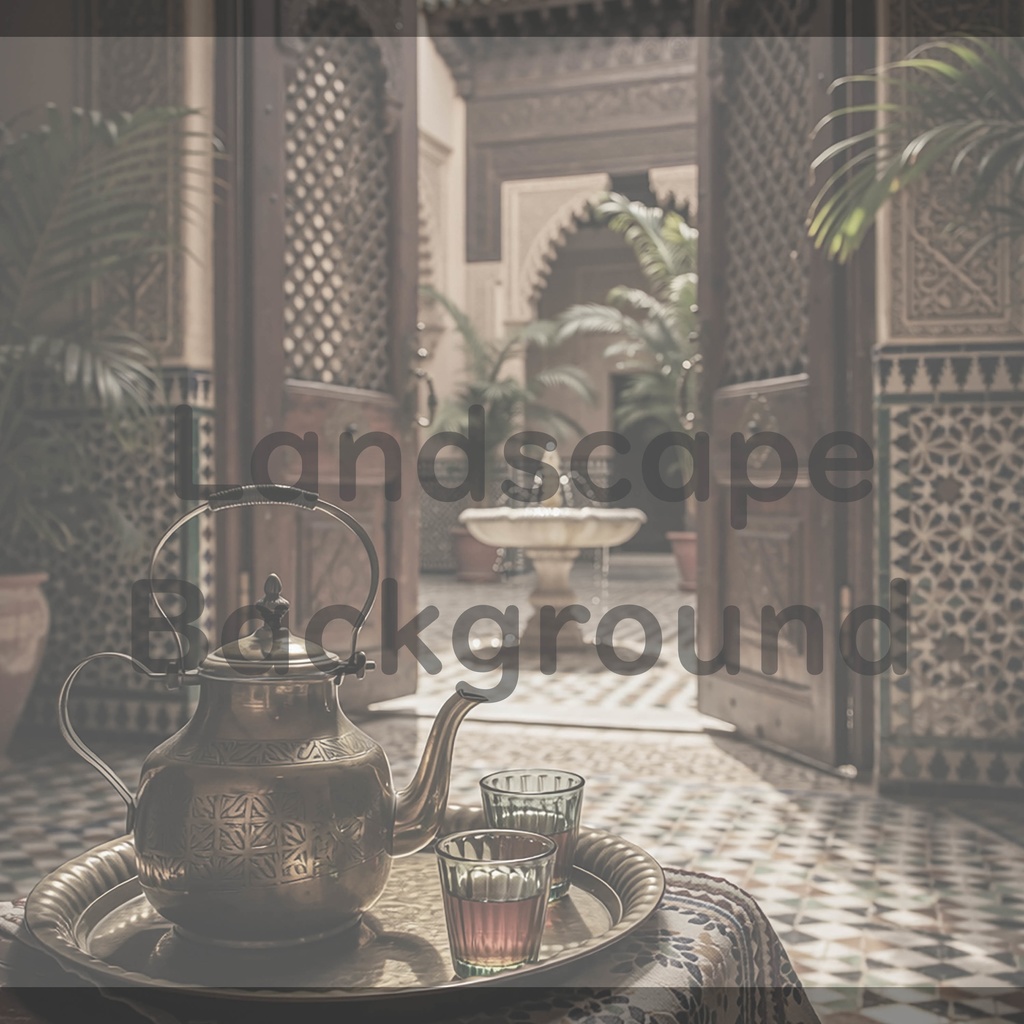 09_アラビアン中庭ティー背景｜優雅な宮殿空間