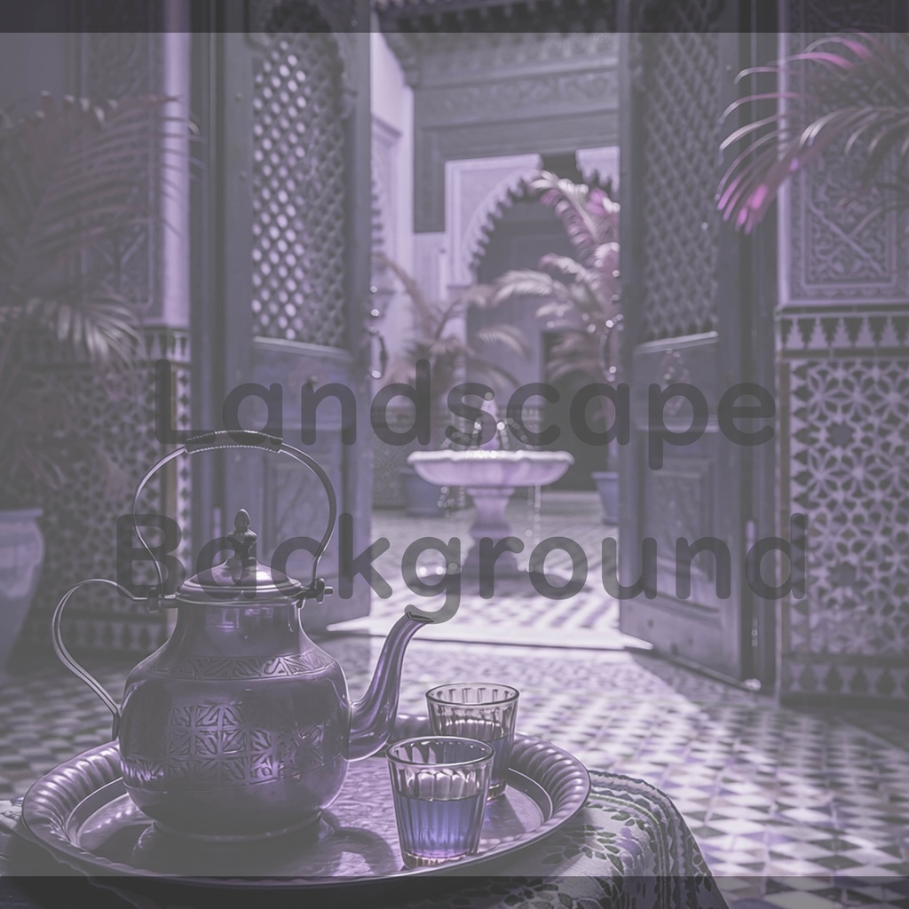 011_アラビアン中庭ティー背景|優雅な宮殿空間
