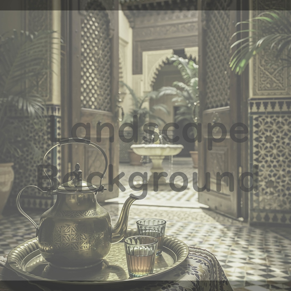 012_アラビアン中庭ティー背景|優雅な宮殿空間