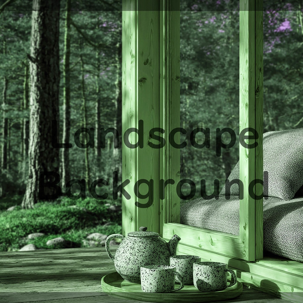 06_森を望むウッドキャビン背景|静かなティータイム