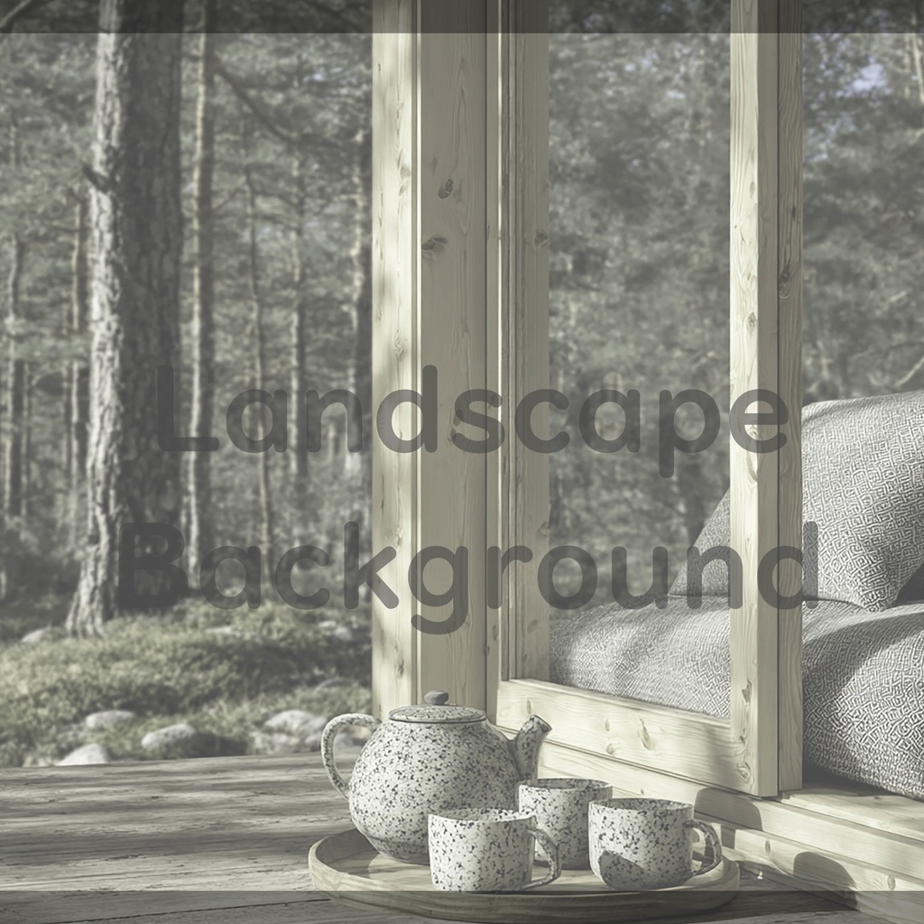 012_森を望むウッドキャビン背景|静かなティータイム