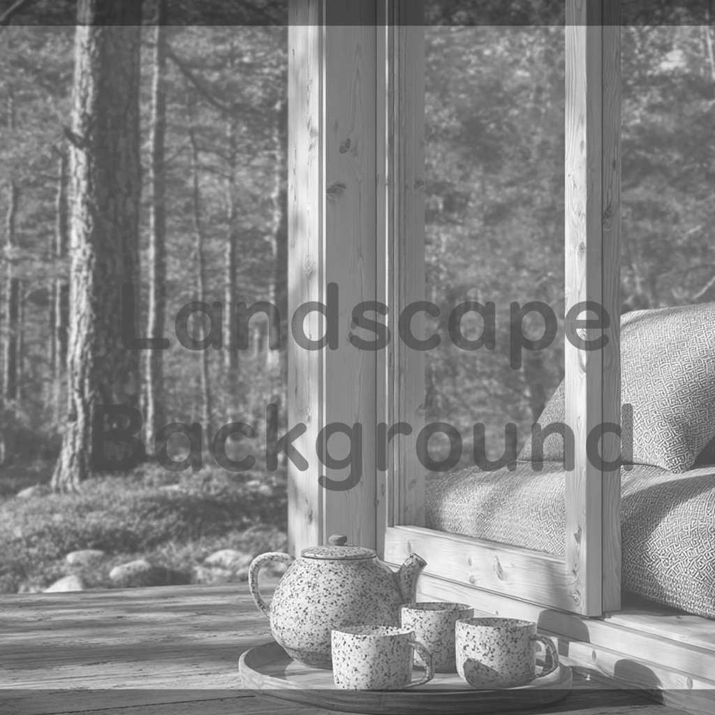 04_森を望むウッドキャビン背景|静かなティータイム(4色セット)