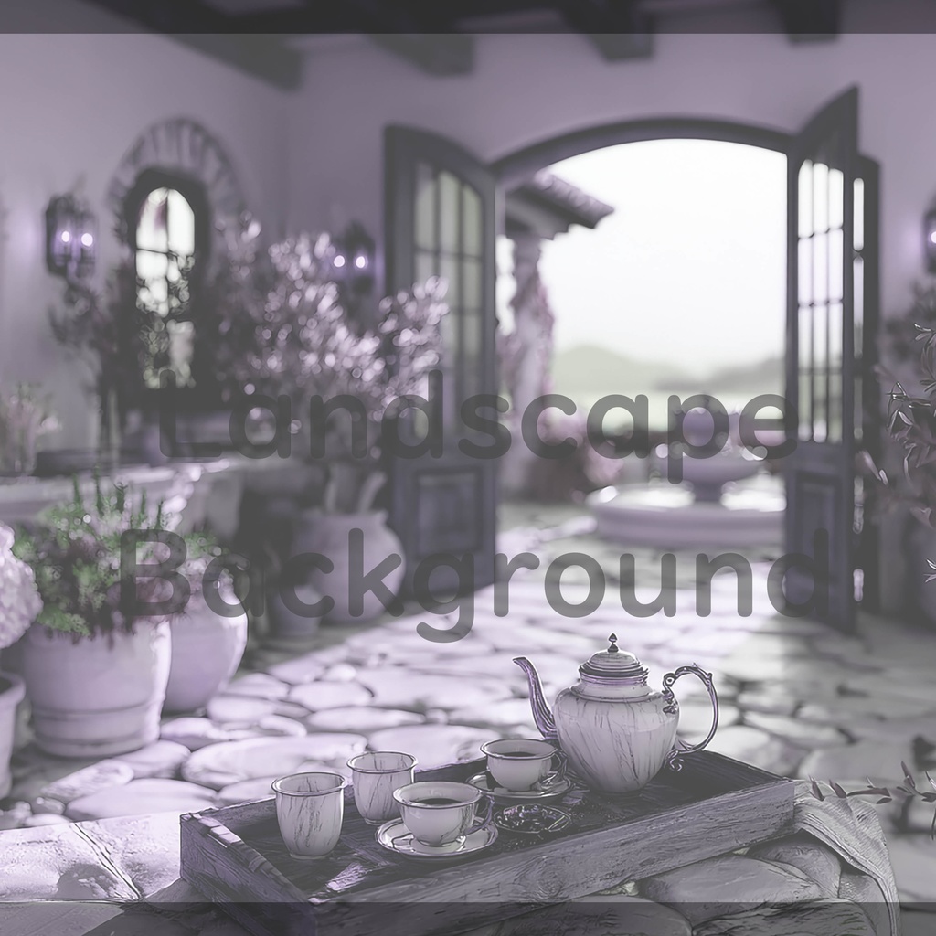 011_地中海ヴィラテラス背景|優雅なティータイム空間