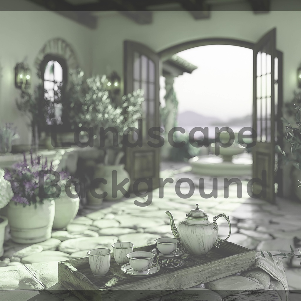 014_地中海ヴィラテラス背景|優雅なティータイム空間