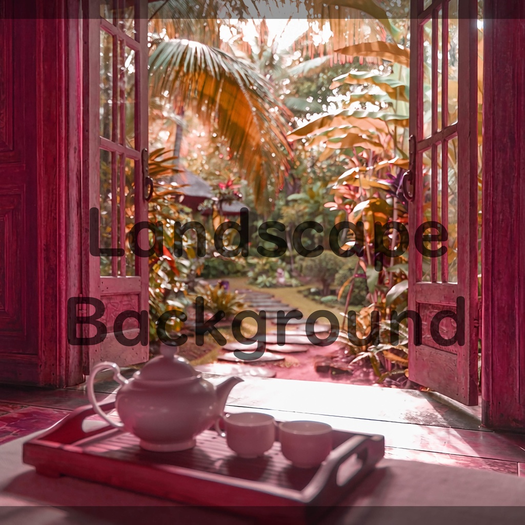 02_南国ガーデンティータイム背景|静かなリゾート空間