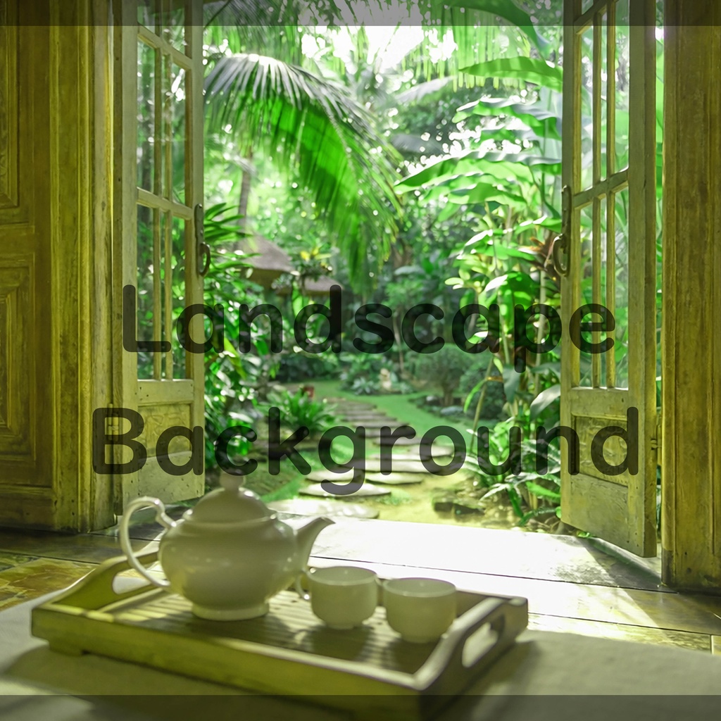 04_南国ガーデンティータイム背景|静かなリゾート空間