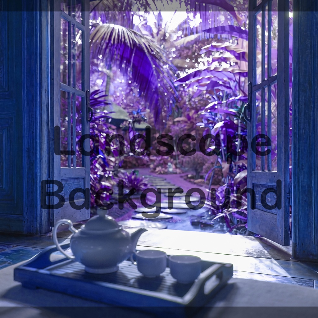 07_南国ガーデンティータイム背景｜静かなリゾート空間