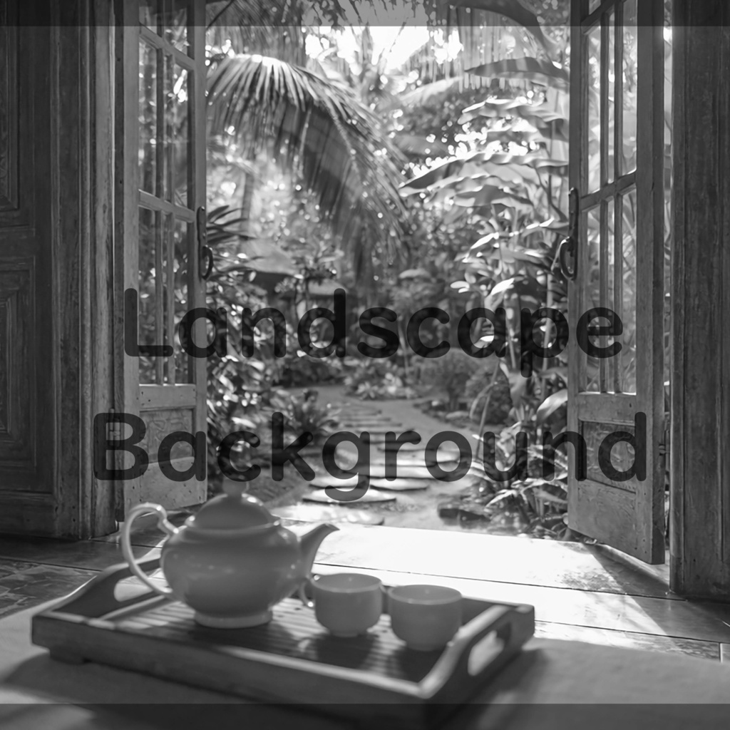 08_南国ガーデンティータイム背景｜静かなリゾート空間