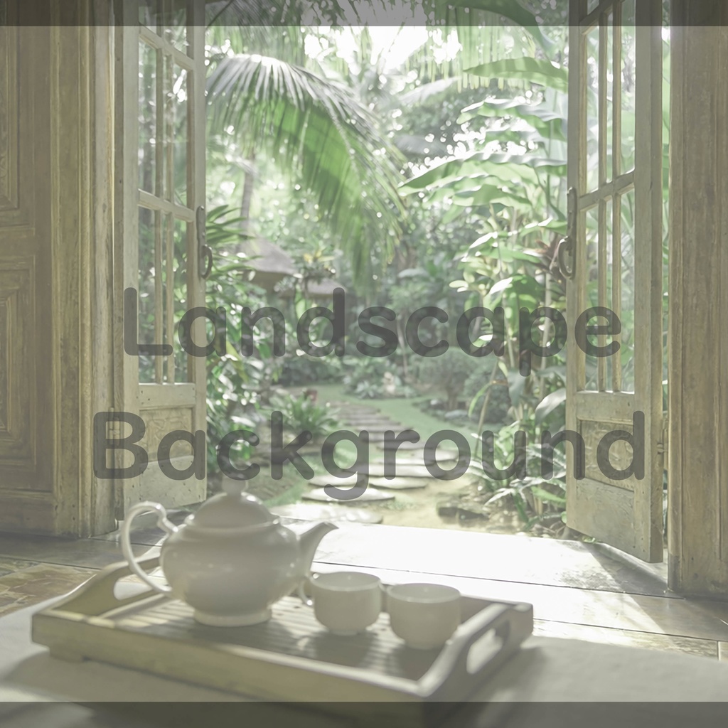 012_南国ガーデンティータイム背景|静かなリゾート空間