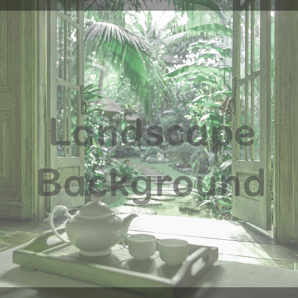 014_南国ガーデンティータイム背景｜静かなリゾート空間