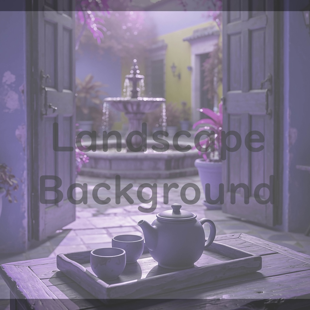 03_中庭テラスティータイム背景|静かで癒しの空間(4色セット)