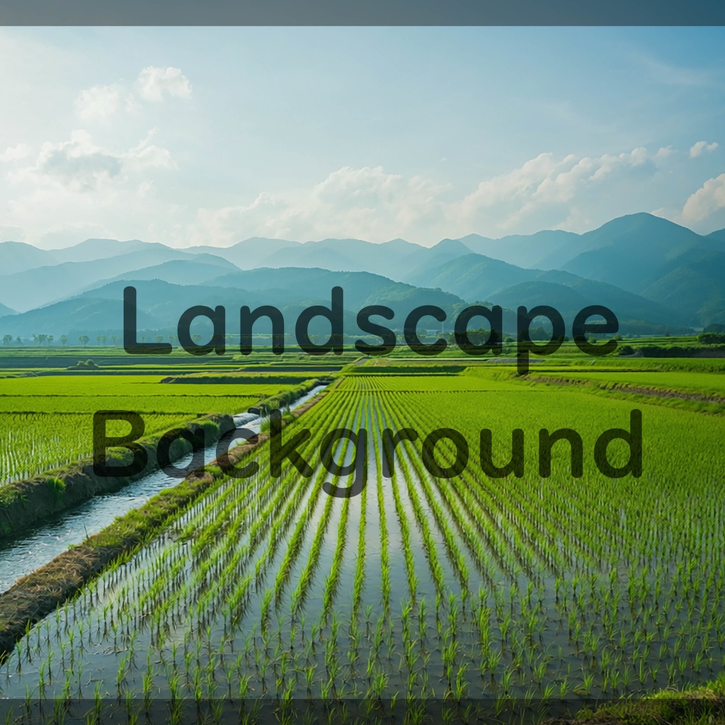 01_田園と山並みの水田風景背景|静かな日本の自然