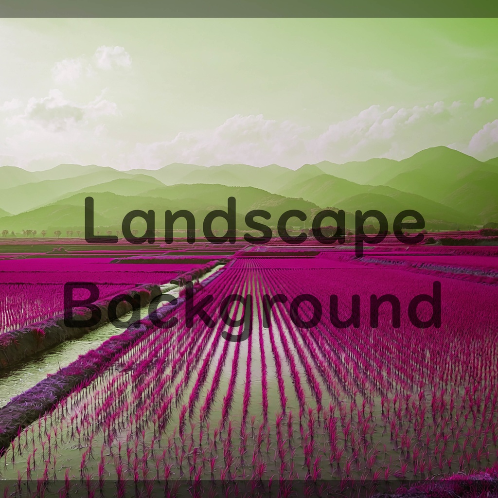 03_田園と山並みの水田風景背景|静かな日本の自然