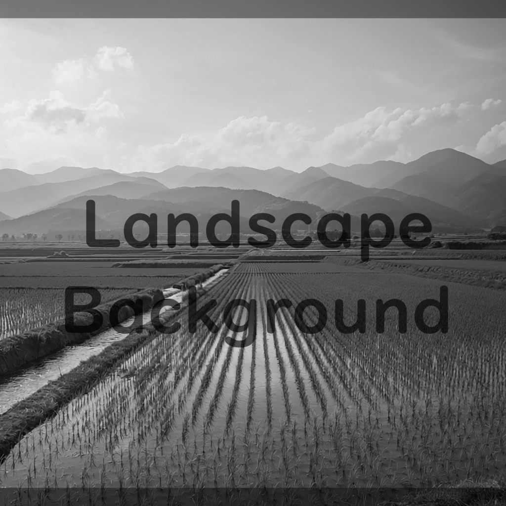 08_田園と山並みの水田風景背景|静かな日本の自然