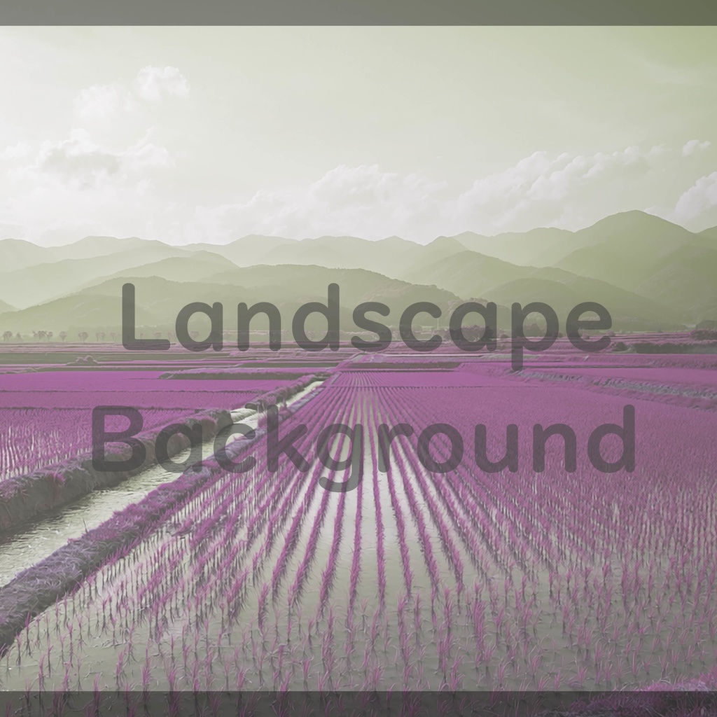 011_田園と山並みの水田風景背景|静かな日本の自然