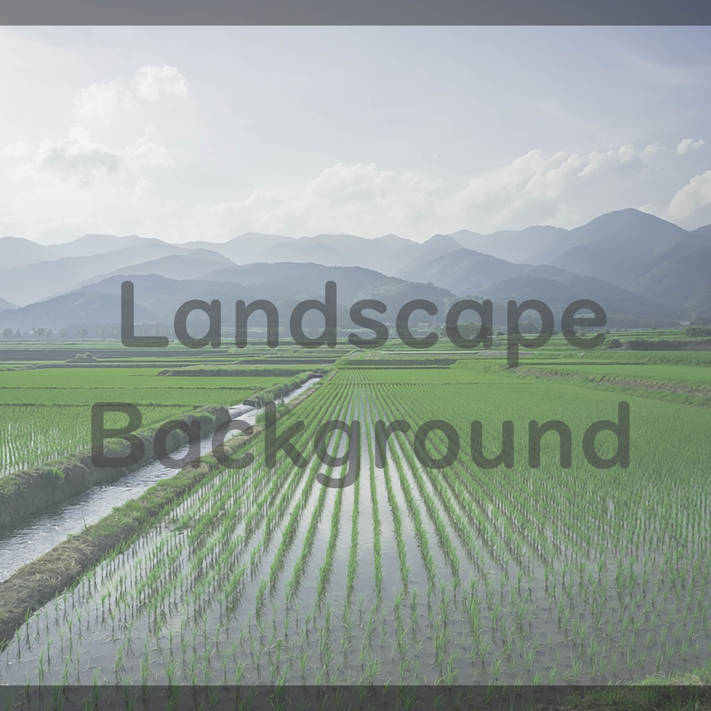 012_田園と山並みの水田風景背景|静かな日本の自然