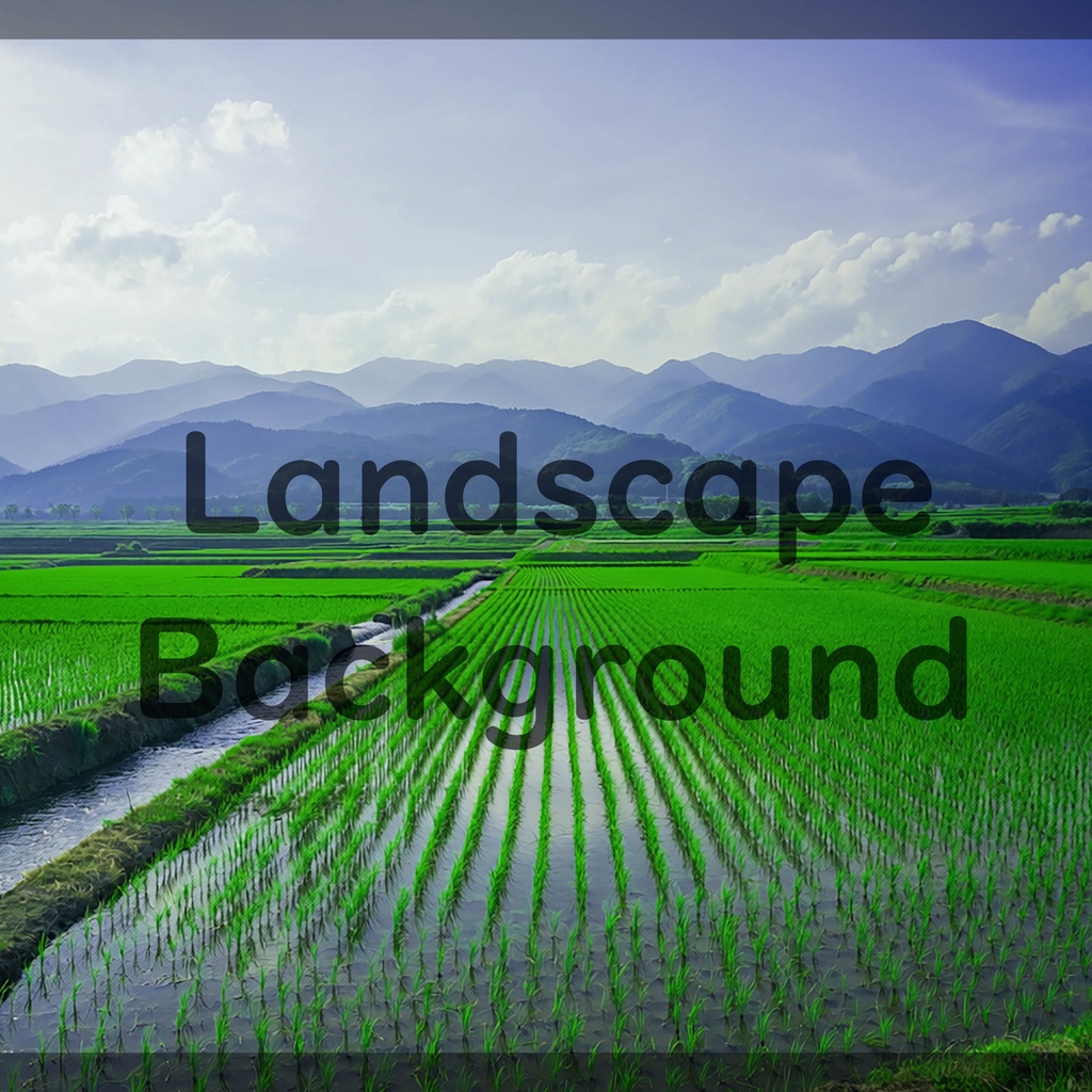 01_田園と山並みの水田風景背景|静かな日本の自然(4色セット)
