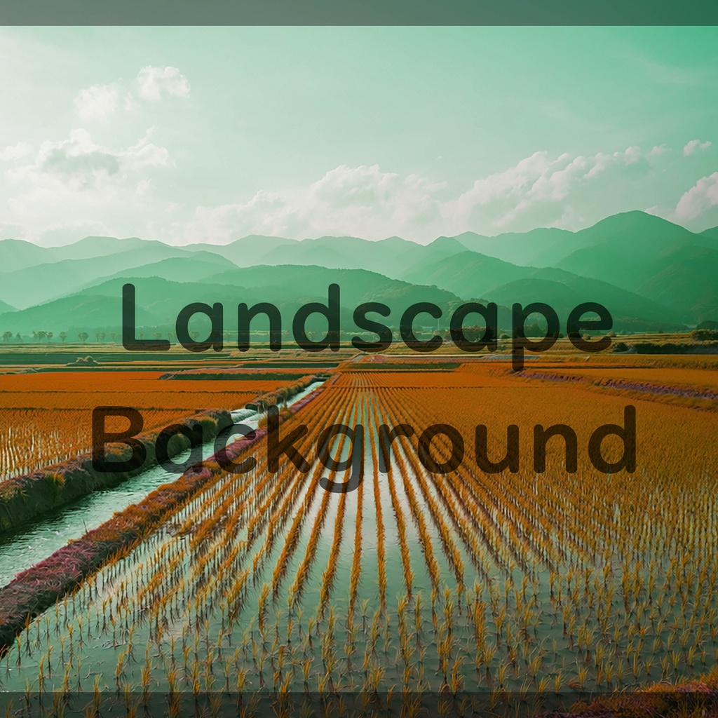 01_田園と山並みの水田風景背景|静かな日本の自然(4色セット)