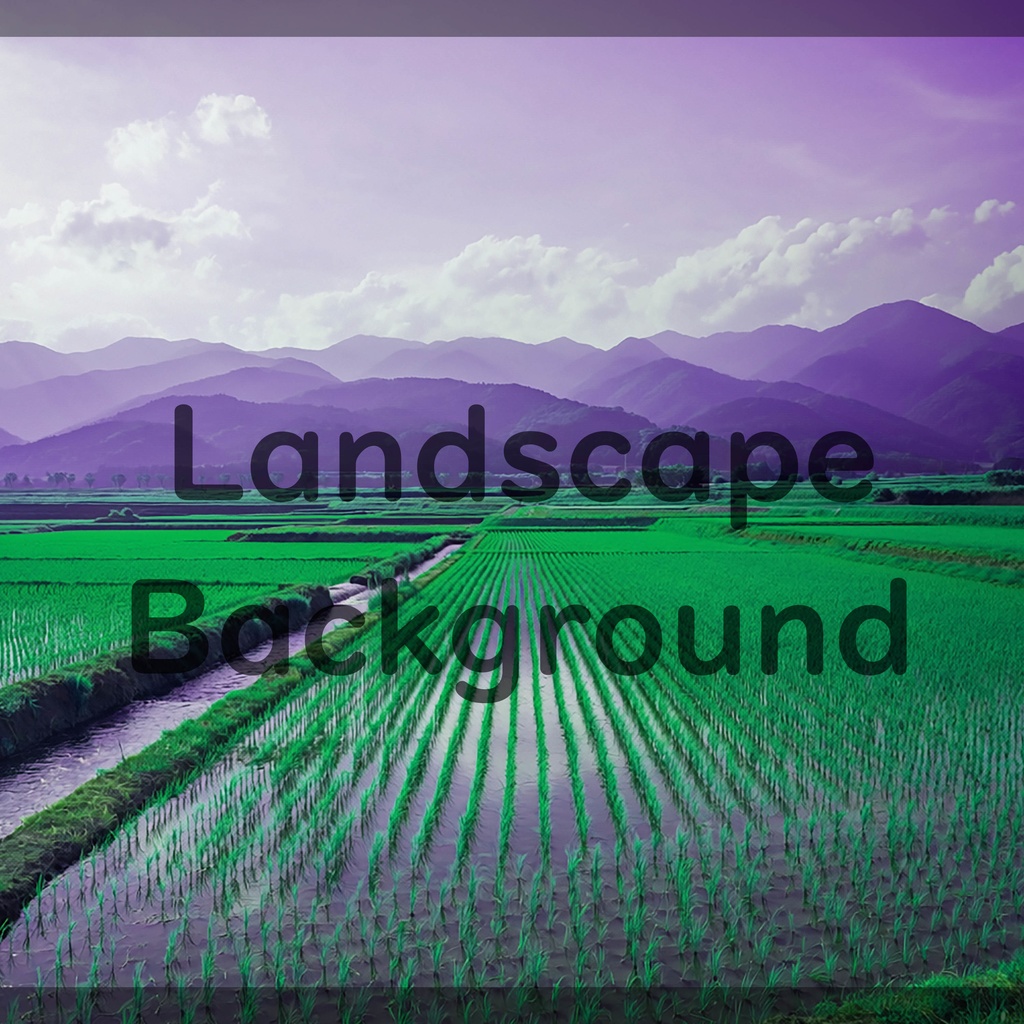 02_田園と山並みの水田風景背景|静かな日本の自然(4色セット)