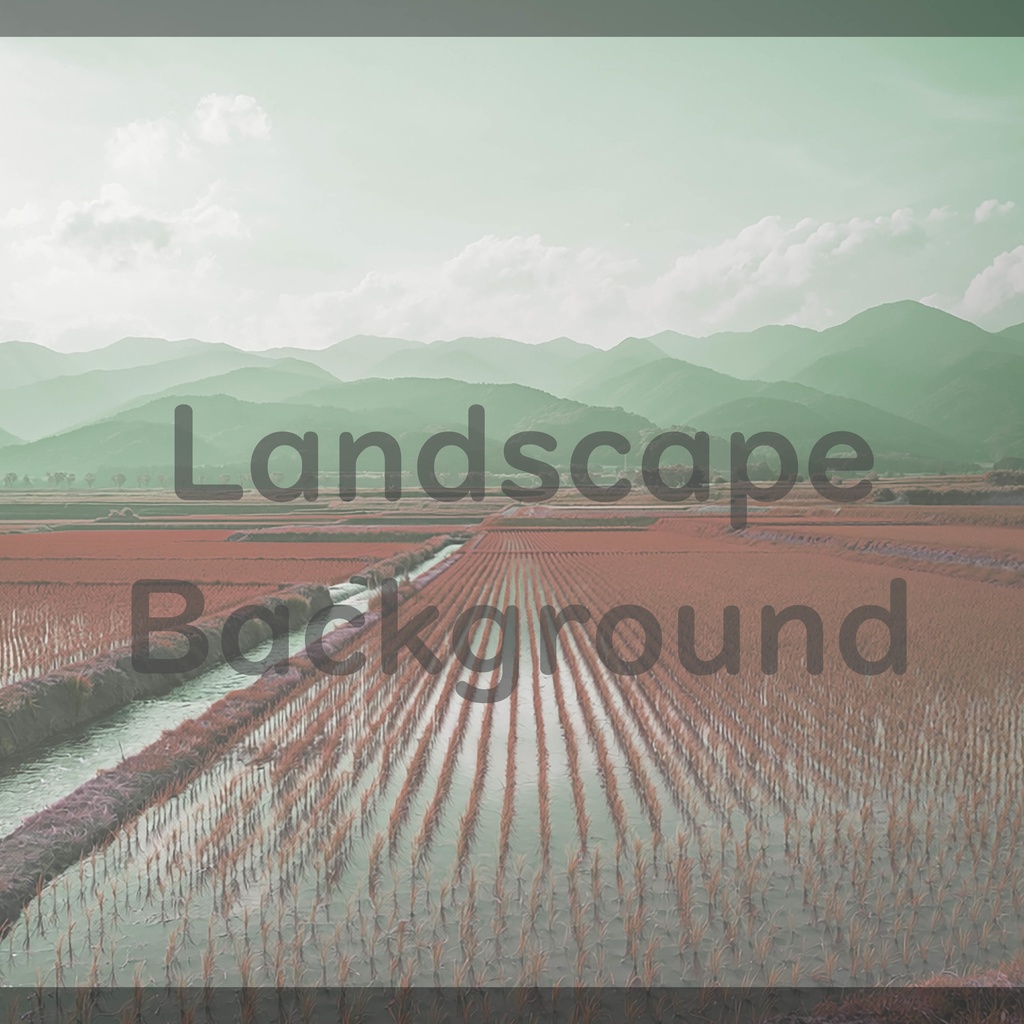 03_田園と山並みの水田風景背景|静かな日本の自然(4色セット)