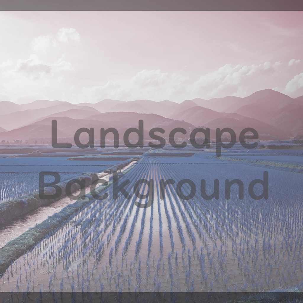 04_田園と山並みの水田風景背景|静かな日本の自然(4色セット)