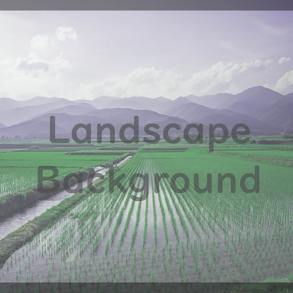 04_田園と山並みの水田風景背景|静かな日本の自然(4色セット)