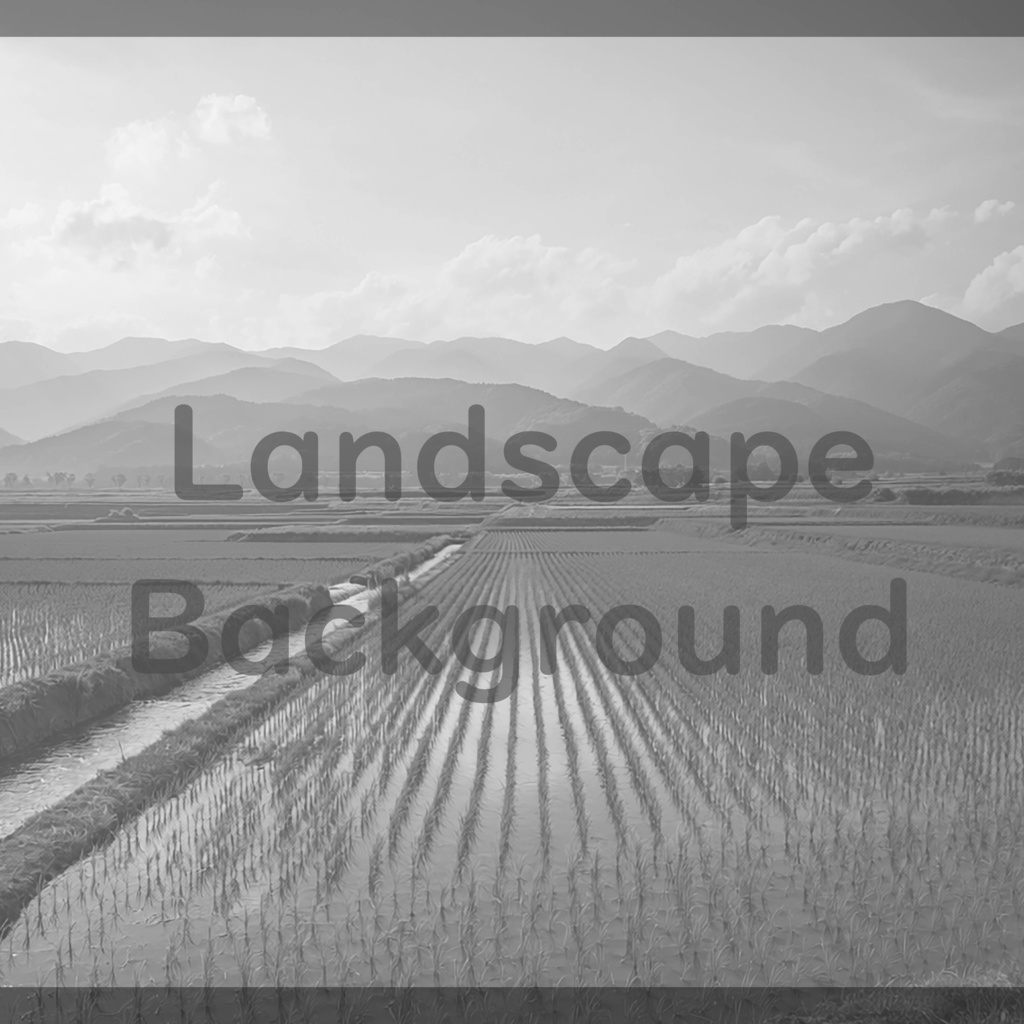 04_田園と山並みの水田風景背景|静かな日本の自然(4色セット)