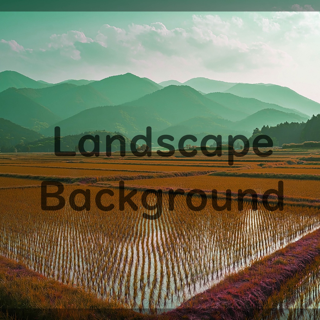 02_広がる水田と山並み風景背景｜穏やかな田園の景色