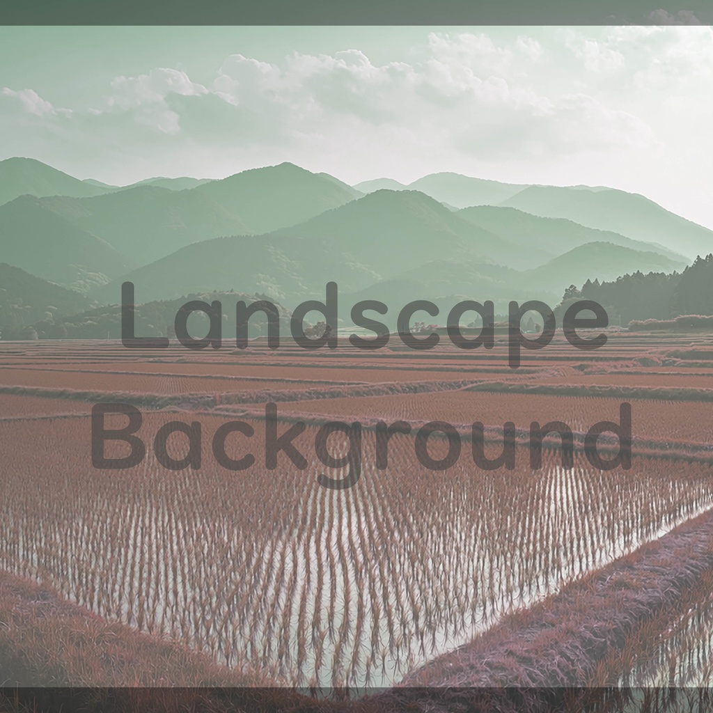 010_広がる水田と山並み風景背景｜穏やかな田園の景色