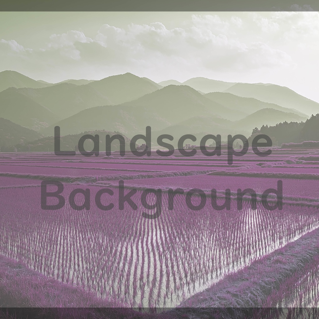 011_広がる水田と山並み風景背景｜穏やかな田園の景色