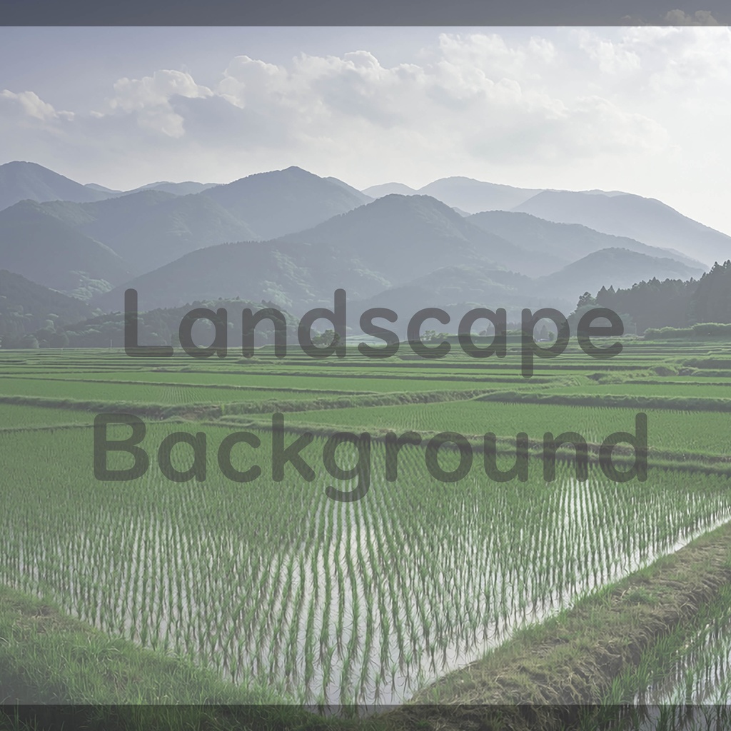 012_広がる水田と山並み風景背景｜穏やかな田園の景色