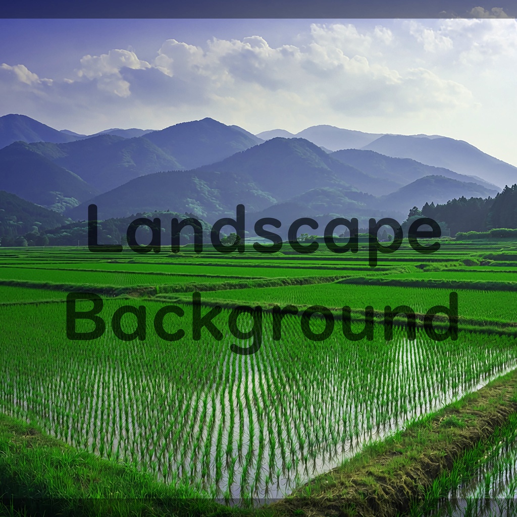 01_広がる水田と山並み風景背景|穏やかな田園の景色(4色セット)