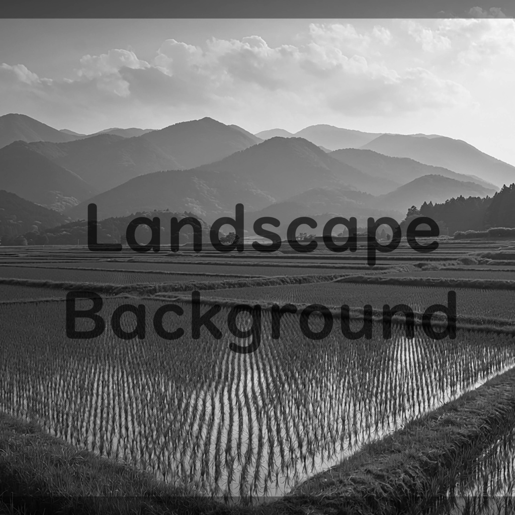 02_広がる水田と山並み風景背景|穏やかな田園の景色(4色セット)