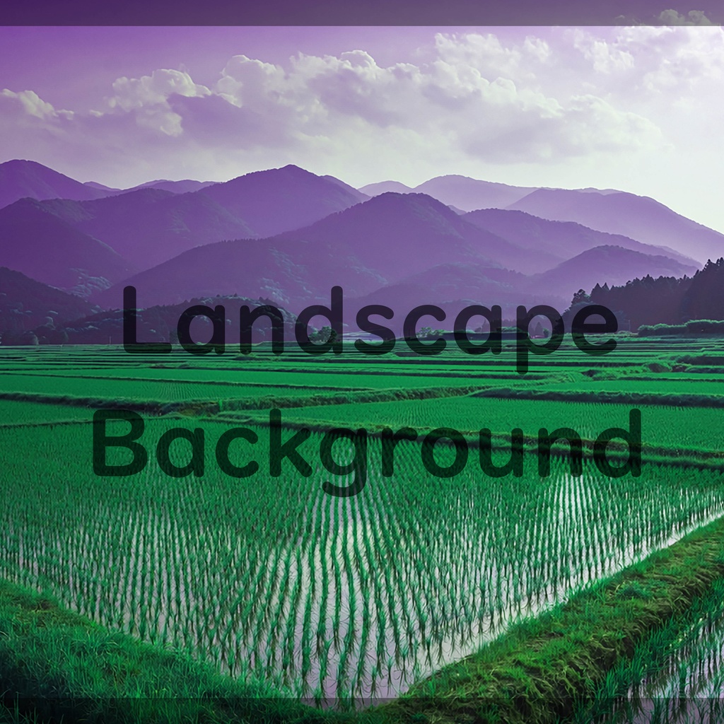 02_広がる水田と山並み風景背景|穏やかな田園の景色(4色セット)