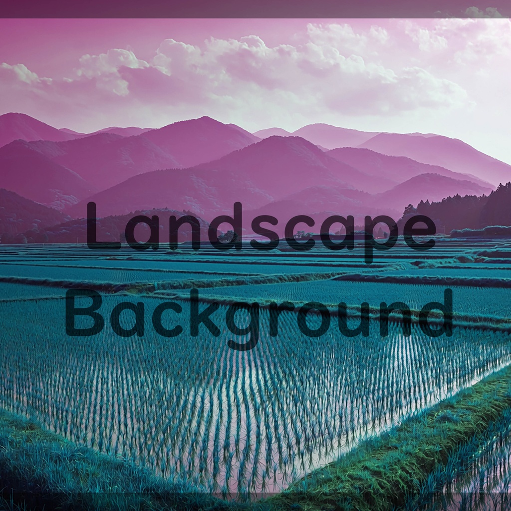 02_広がる水田と山並み風景背景|穏やかな田園の景色(4色セット)