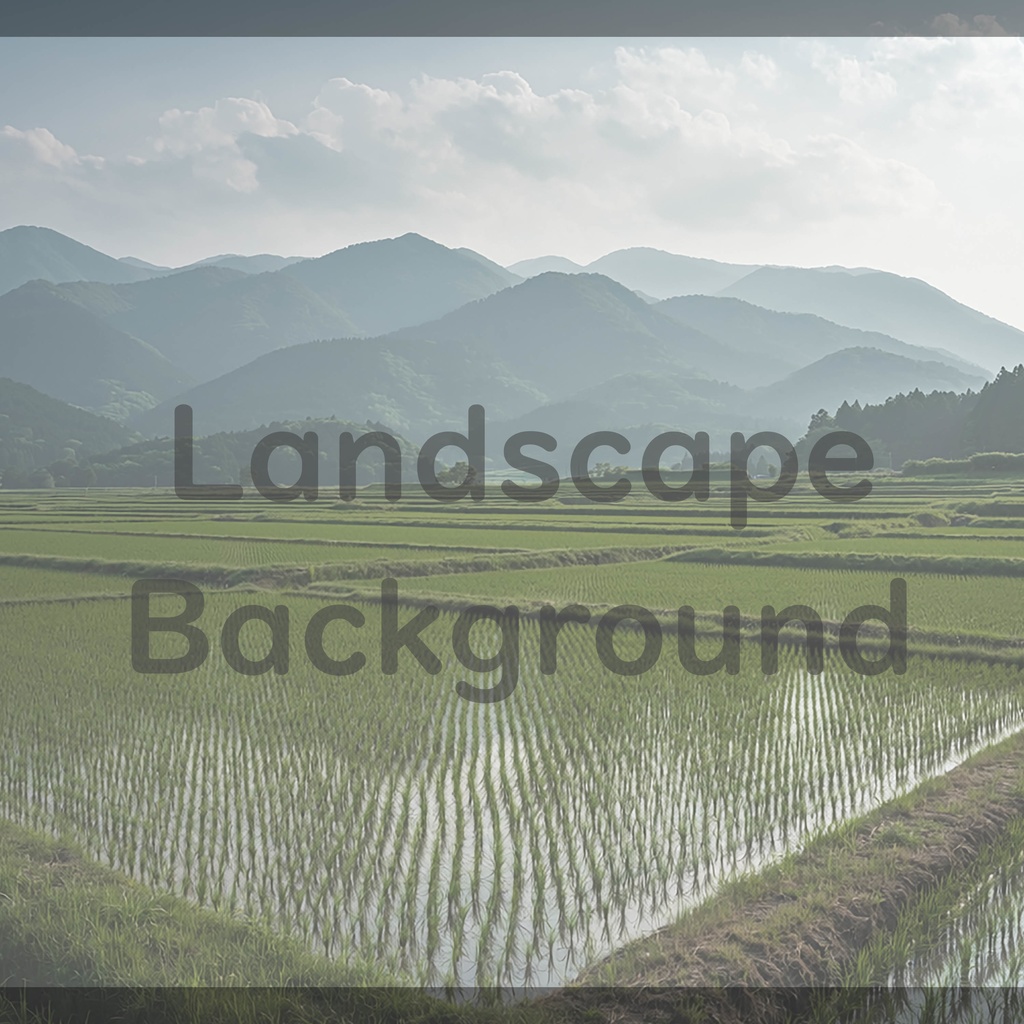 03_広がる水田と山並み風景背景|穏やかな田園の景色(4色セット)