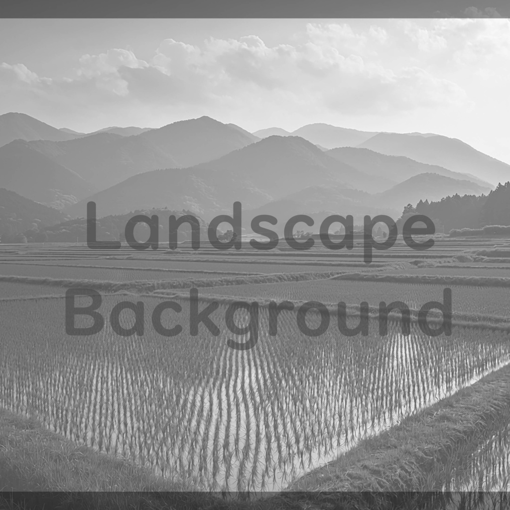 04_広がる水田と山並み風景背景|穏やかな田園の景色(4色セット)