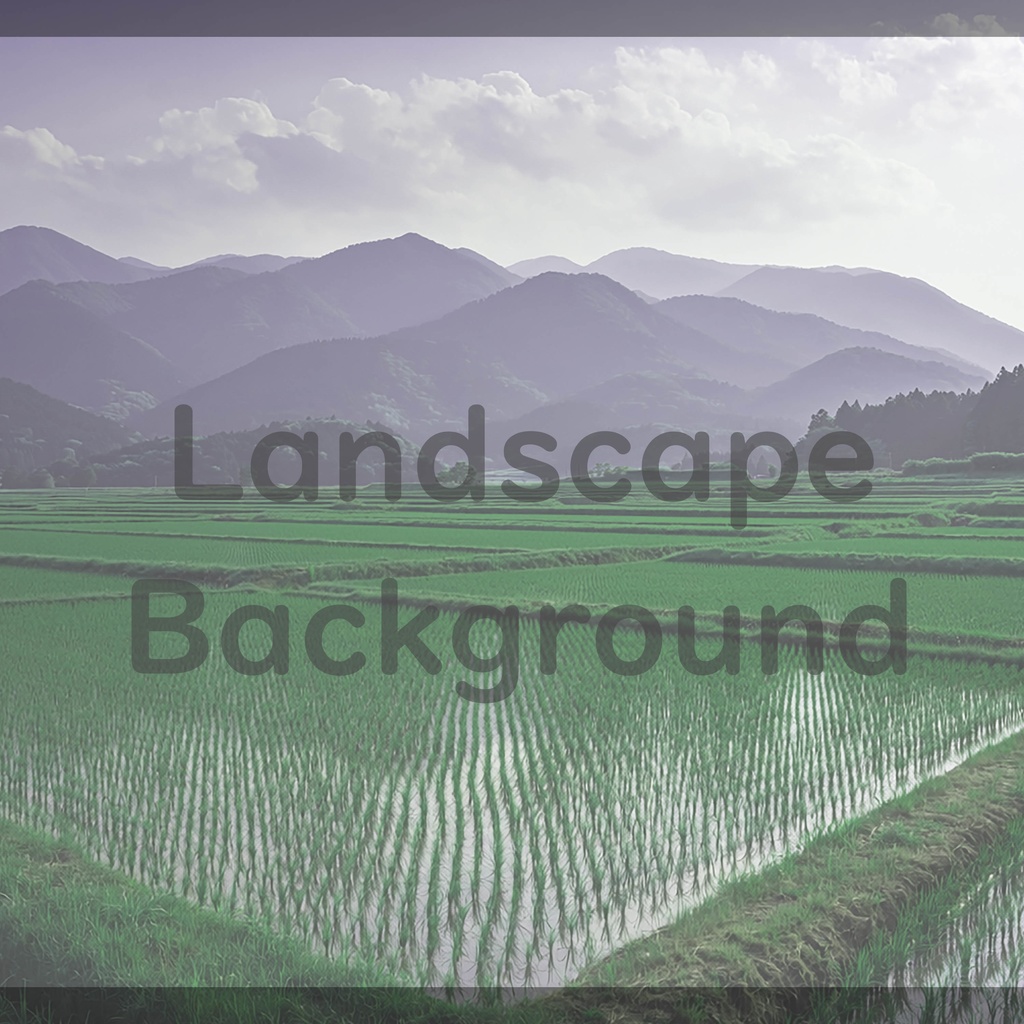 04_広がる水田と山並み風景背景|穏やかな田園の景色(4色セット)