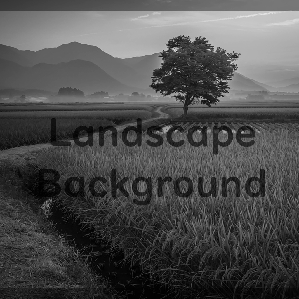 08_一本木の田園風景背景｜静かな日本の夕景