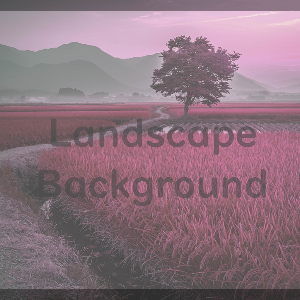 010_一本木の田園風景背景｜静かな日本の夕景