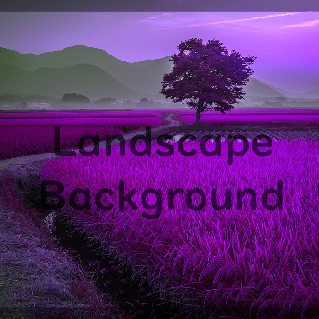 01_一本木の田園風景背景|静かな日本の夕景(4色セット)