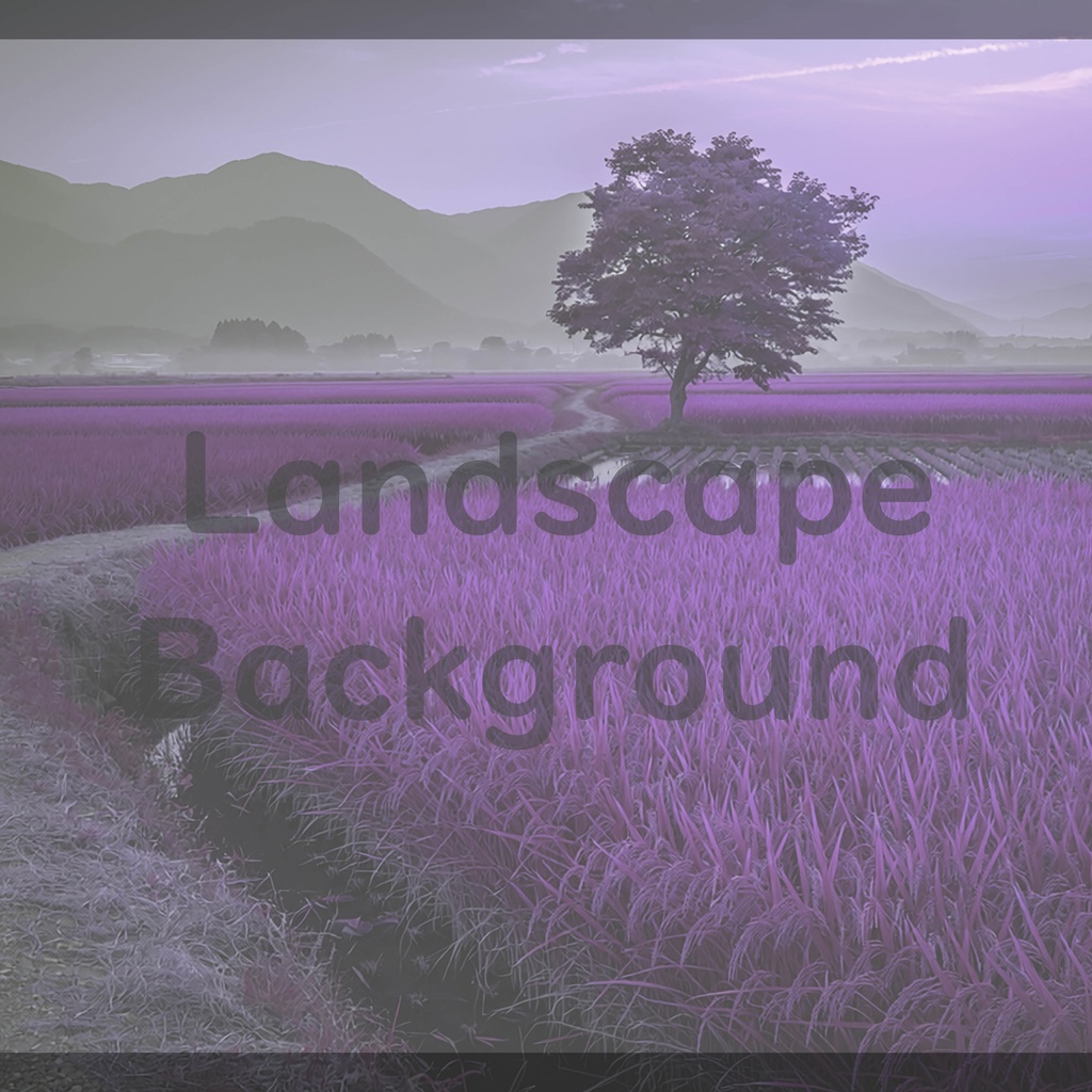 03_一本木の田園風景背景|静かな日本の夕景(4色セット)